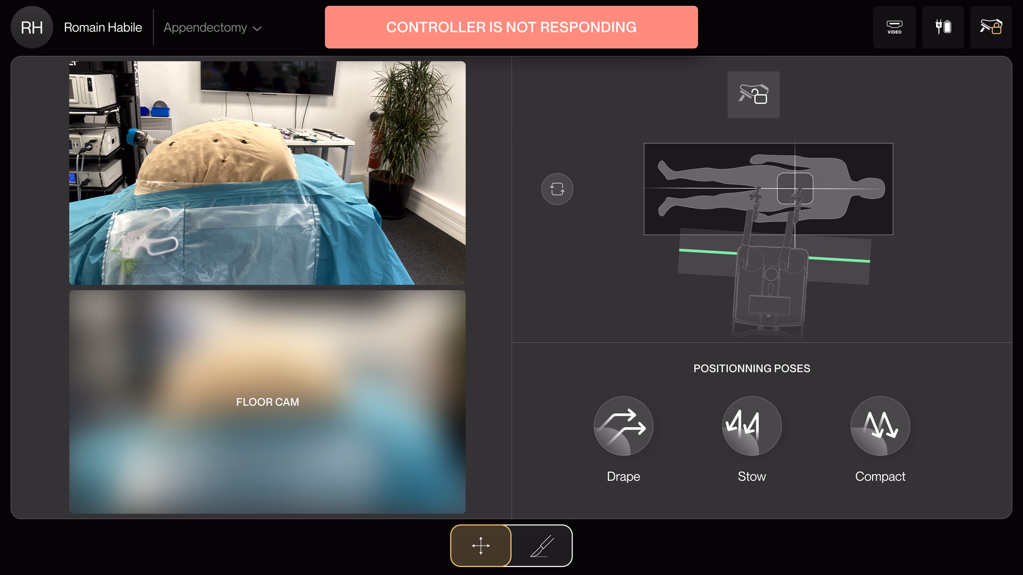 Screenshot of the redesigned GUI showing non-blocking contextual fault label at the top